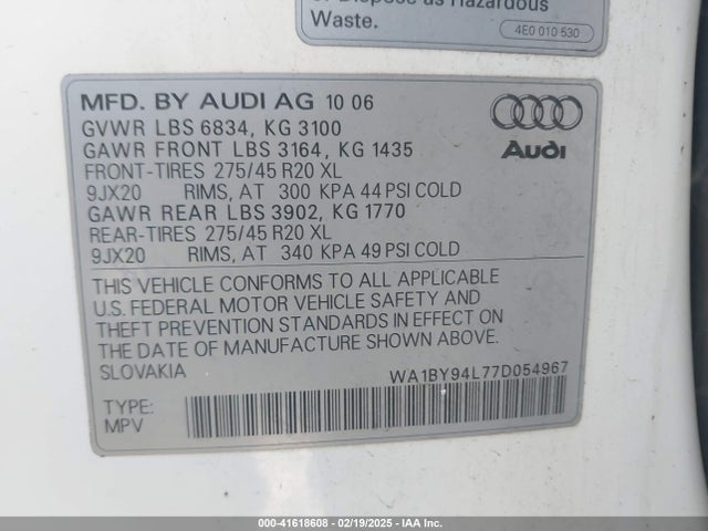 2007 AUDI Q7 WA1BY94L77D054967 Photo 8