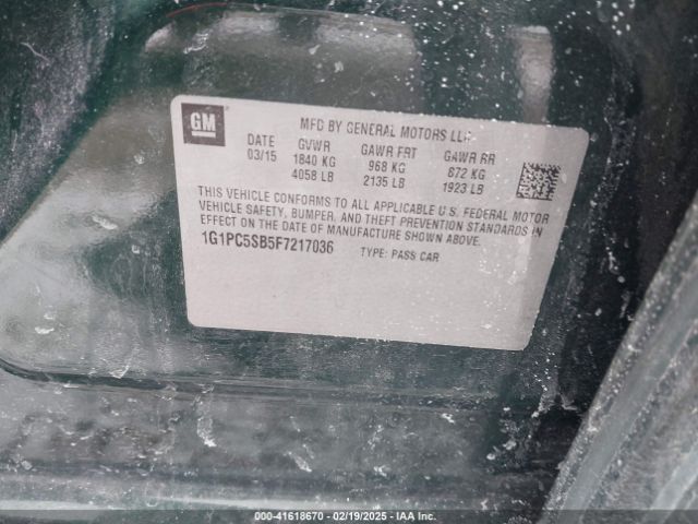 1G1PC5SB5F7217036 Chevrolet Cruze 1lt Auto