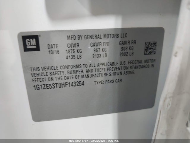 1G1ZE5ST0HF143254 Chevrolet MALIBU 1LT
