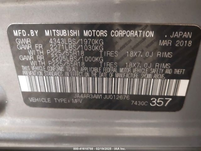 JA4AR3AW1JU012676 Mitsubishi Outlander Sport 2.4 Se