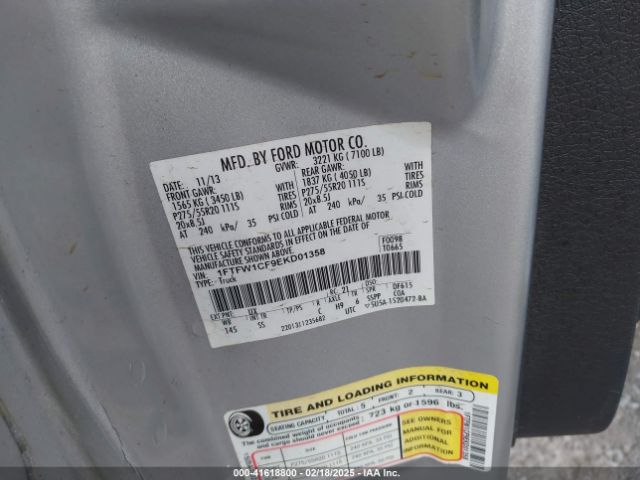 1FTFW1CF9EKD01358 Ford F-150 Stx