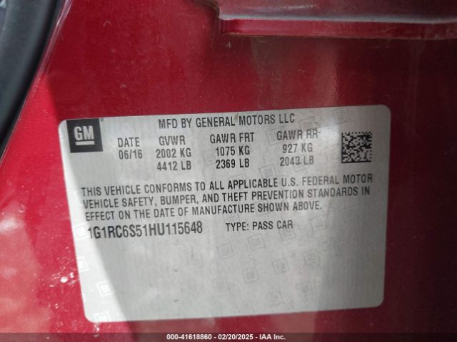 1G1RC6S51HU115648 Chevrolet VOLT LT
