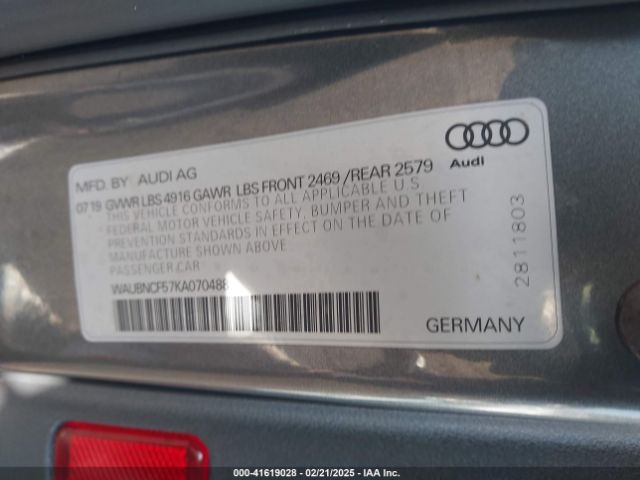 2019 AUDI A5 WAUBNCF57KA070488 Photo 8