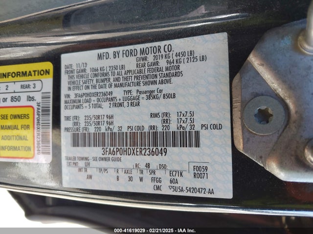 3FA6P0HDXER236049 Ford FUSION SE