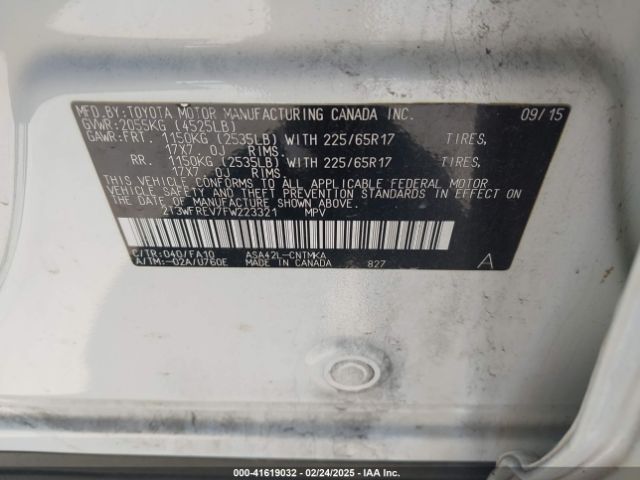 2T3WFREV7FW223321 Toyota Rav4 Xle