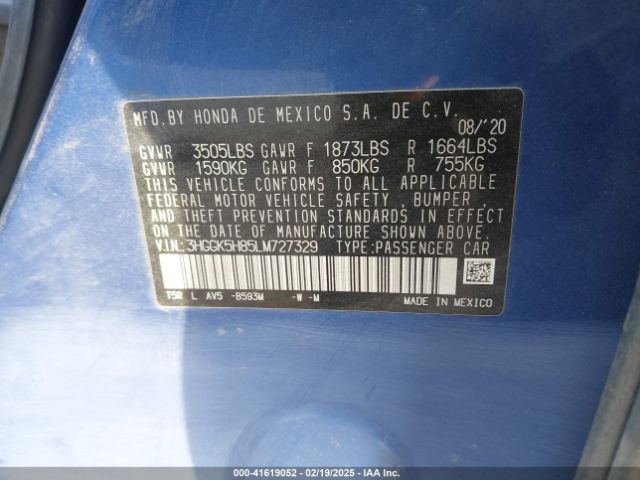 3HGGK5H85LM727329 Honda FIT EX