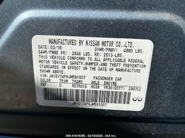 JN1EV7AP6JM591007 Infiniti Q50 3.0t Luxe