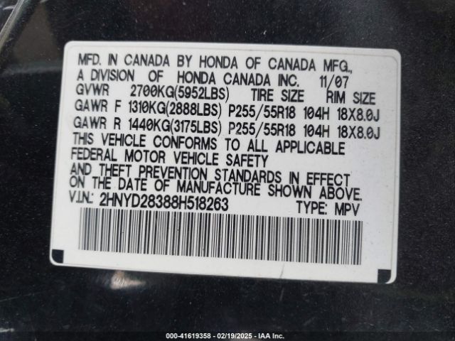 2008 ACURA MDX 2HNYD28388H518263 Photo 8