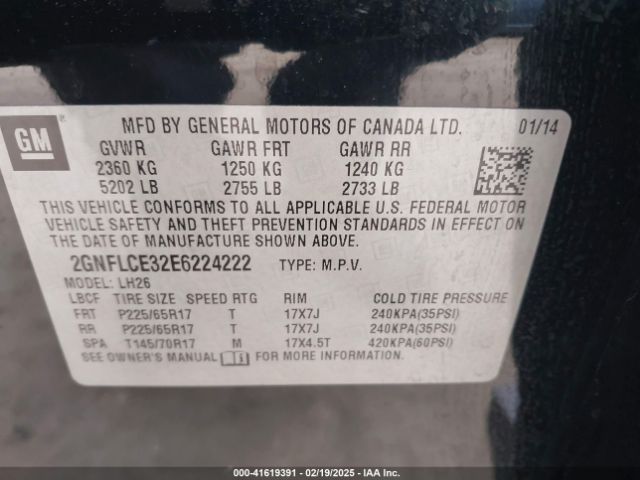 2GNFLCE32E6224222 Chevrolet Equinox 2lt