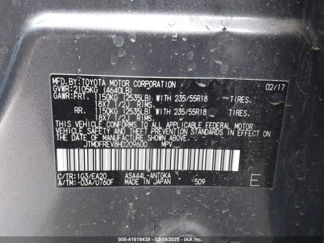 JTMDFREV8HD209600 Toyota Rav4 Limited/se/platinum