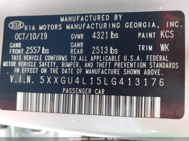 5XXGU4L15LG413176 KIA Optima Ex Premium