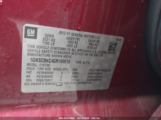 Chevrolet Tahoe Lt 2016 1GNSCBKC4GR198615 Image 9