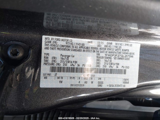 Ford FOCUS SE 2016 1FADP3F27GL257596 Image 9