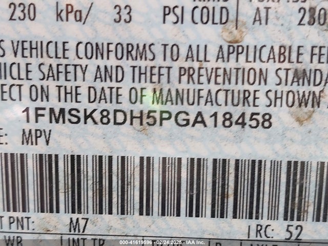 1FMSK8DH5PGA18458 Ford EXPLORER XLT