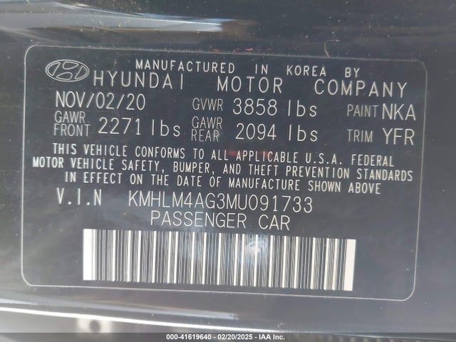 KMHLM4AG3MU091733 Hyundai ELANTRA SEL