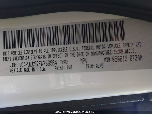 1C4PJLDS7FW766984 Jeep Cherokee Limited