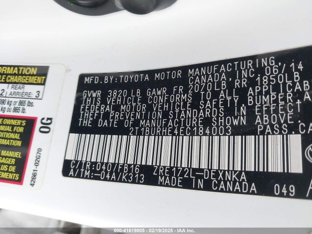 Toyota COROLLA LE 2014 2T1BURHE4EC184003 Image 9