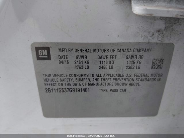 2G1115S37G9191401 Chevrolet lfx - sidi, vvt, e85 max, alum gm