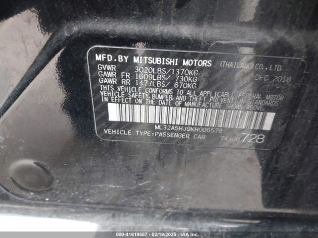 ML32A5HJ9KH006578 Mitsubishi MIRAGE LE