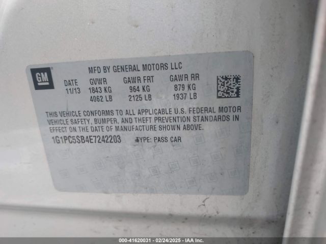 1G1PC5SB4E7242203 Chevrolet Cruze 1lt Auto