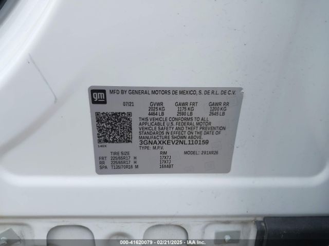 2022 CHEVROLET EQUINOX 3GNAXKEV2NL110159 Photo 8