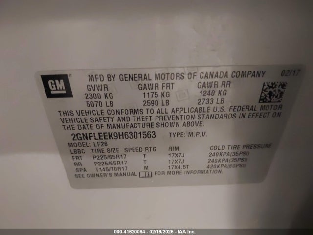 Chevrolet EQUINOX LS 2017 2GNFLEEK9H6301563 Image 9