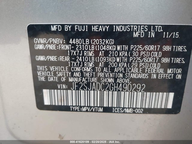 Subaru Forester 2.5i Premium 2016 JF2SJADC2GH490292 Image 9
