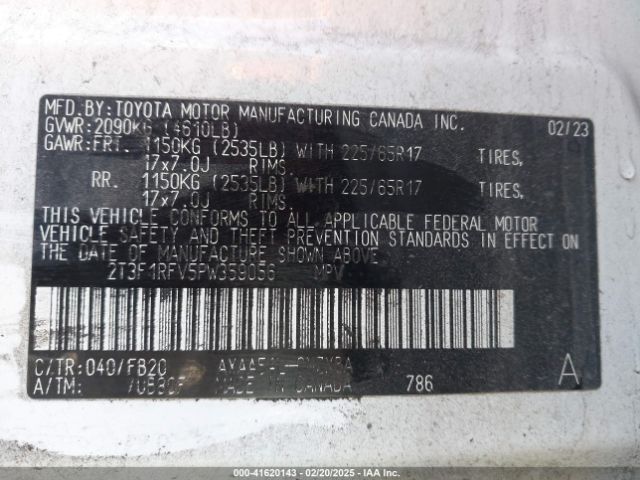 2T3F1RFV5PW359056 Toyota RAV4 LE