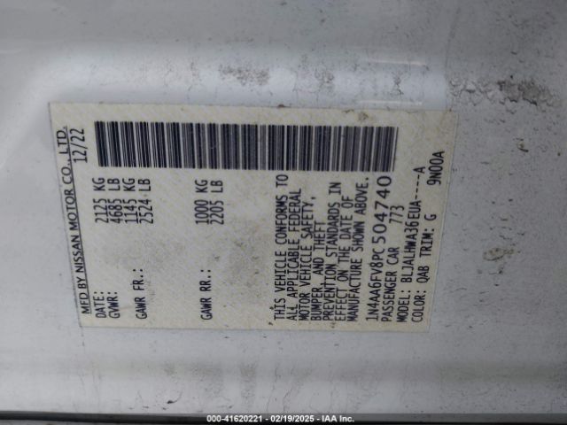 1N4AA6FV8PC504740 Nissan Maxima Platinum Xtronic Cvt