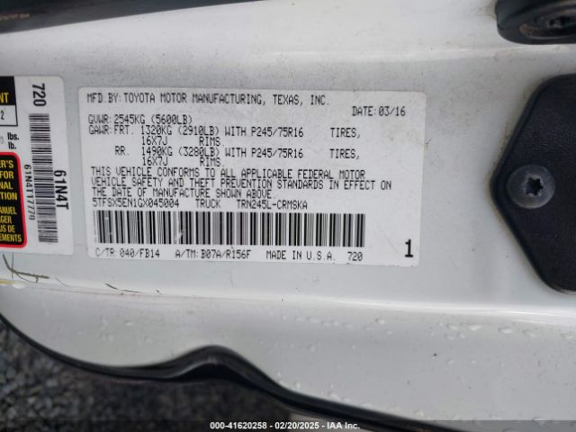 5TFSX5EN1GX045004 Toyota Tacoma Sr