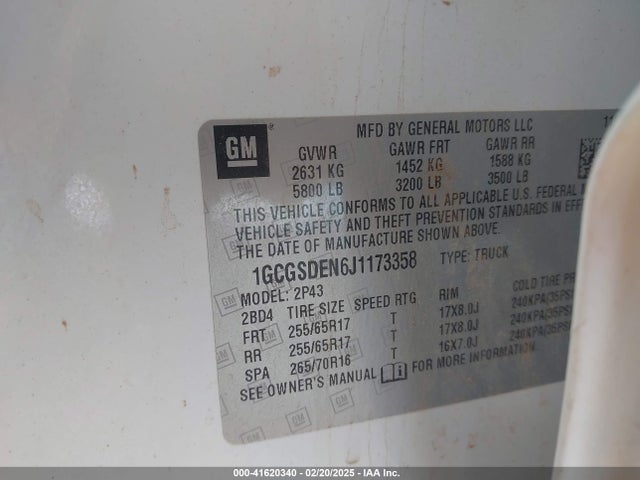 1GCGSDEN6J1173358 Chevrolet Colorado Z71