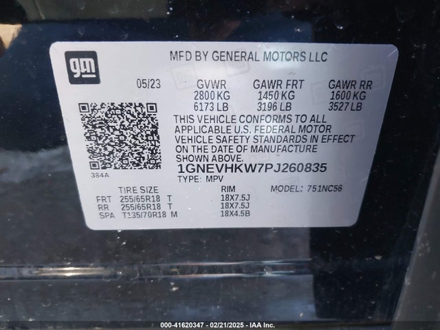 Продажа на аукционе авто 2023 Chevrolet Traverse Awd Lt Leather, vin: 1GNEVHKW7PJ260835, номер лота: 41620347