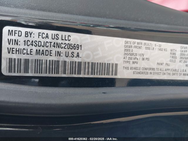 2022 DODGE DURANGO 1C4SDJCT4NC205691 Photo 8