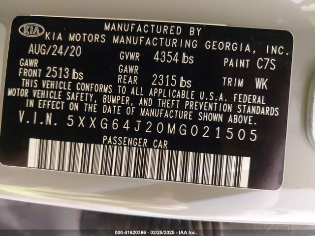 5XXG64J20MG021505 KIA K5 Gt-line