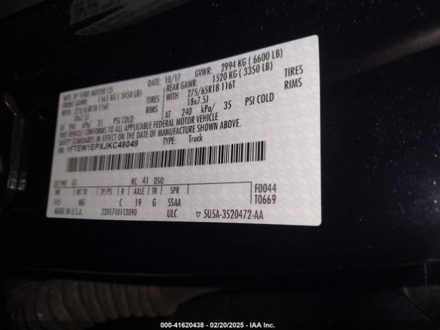 1FTEW1EPXJKC48049 Ford F-150 Xlt