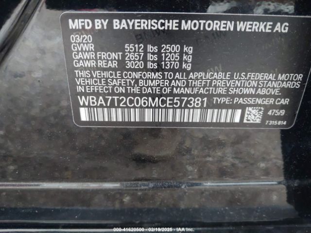WBA7T2C06MCE57381 BMW 740I