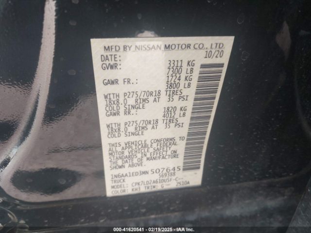 1N6AA1ED3MN507645 Nissan Titan Pro-4x 4x4