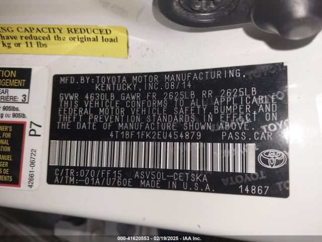 4T1BF1FK2EU454879 Toyota CAMRY SE