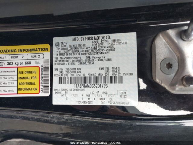 1FA6P8AM0G5201793 Ford Mustang V6