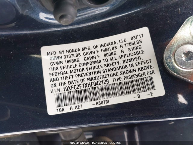 Honda CIVIC EX 2017 19XFC2F7XHE042129 Image 9