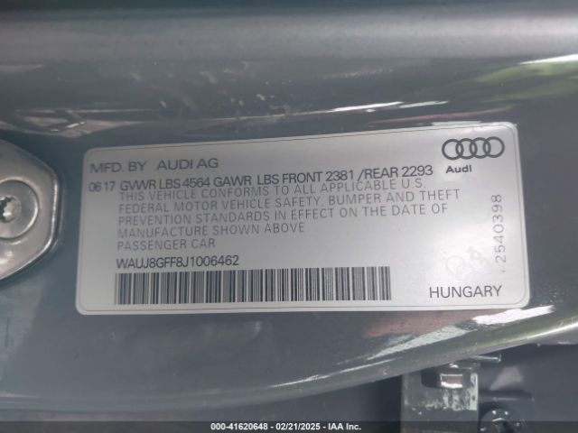 WAUJ8GFF8J1006462 Audi A3 2.0t Premium/2.0t Tech Premium