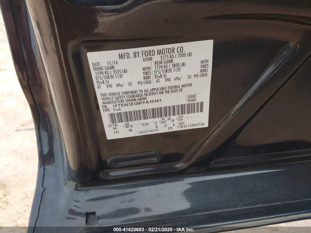 Ford F-150 Platinum 2015 1FTEW1EG9FFA10161 Image 9