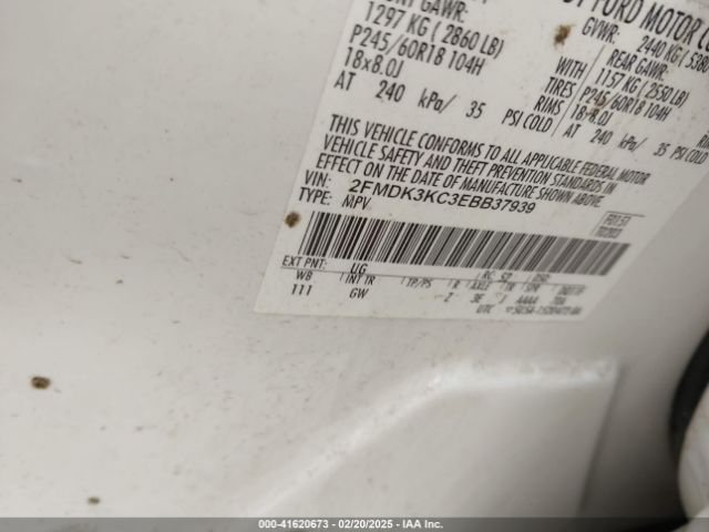 2FMDK3KC3EBB37939 Ford Edge Limited