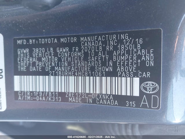 Toyota COROLLA LE 2017 2T1BURHE4HC811061 Image 9