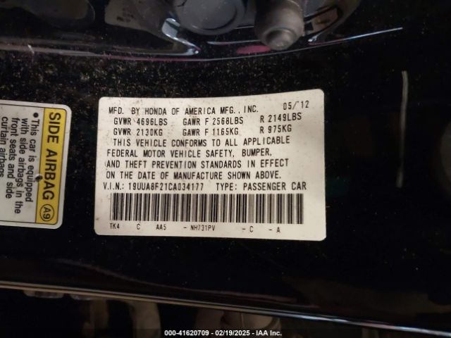2012 ACURA TL 19UUA8F21CA034177 Photo 8