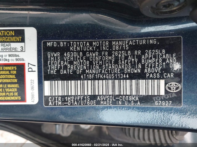 Toyota CAMRY SE 2016 4T1BF1FK4GU511344 Image 9