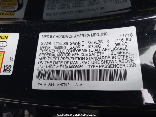 1HGCV1F12KA006059 Honda ACCORD LX