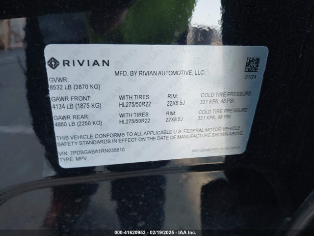 Rivian R1s Adventure Quad Motor Large Pack 2024 7PDSGABA1RN035610 Image 9