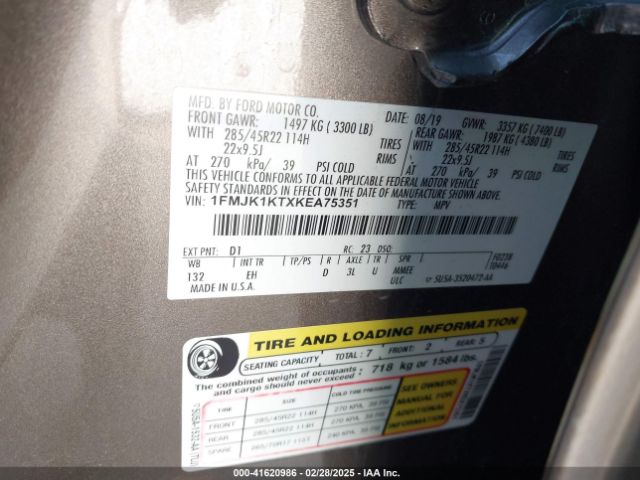 1FMJK1KTXKEA75351 Ford Expedition Max Limited
