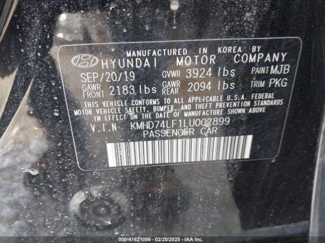 KMHD74LF1LU002899 Hyundai ELANTRA SE